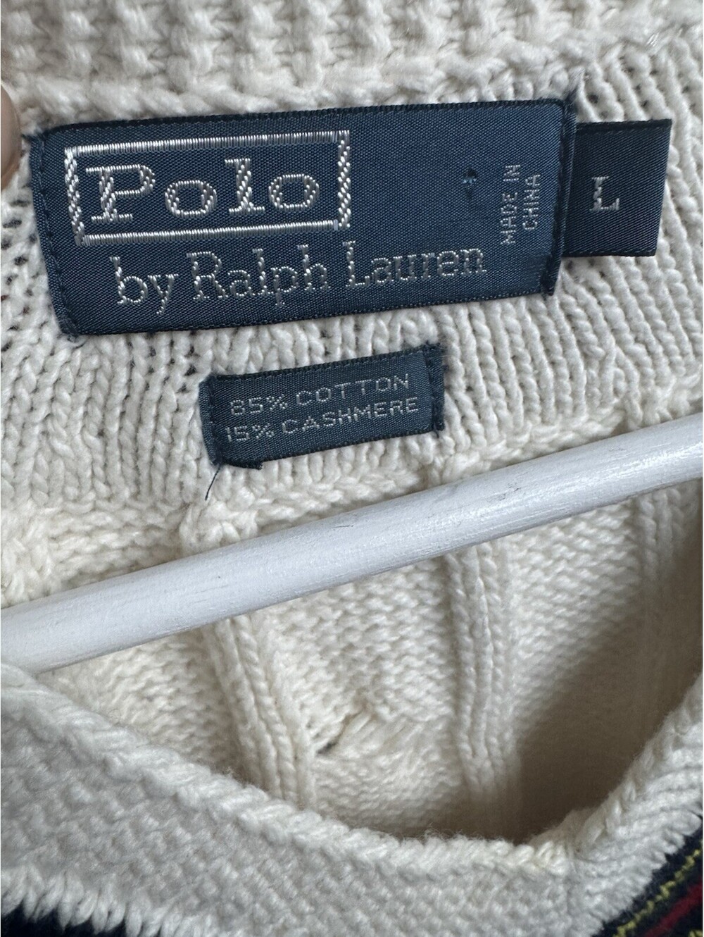 Ralph Lauren V Neck Sweater Vintage Cotton Cashmere Sz L Womens - Picture 3 of 5
